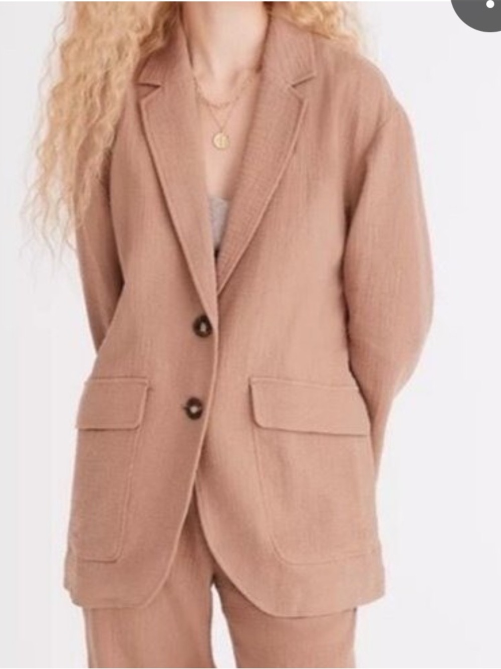 Madewell cotton gauze linen relaxed Larsen blazer color faded earth sz s